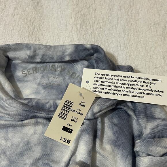 Aero (M) Seriously Soft Blue Tie Dye Long Sleeve High Neck Cropped Top Shirt Tee - Picture 4 of 8